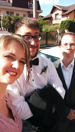 Josi, Andreas and me at a wedding in Cluj. Photo: Josi